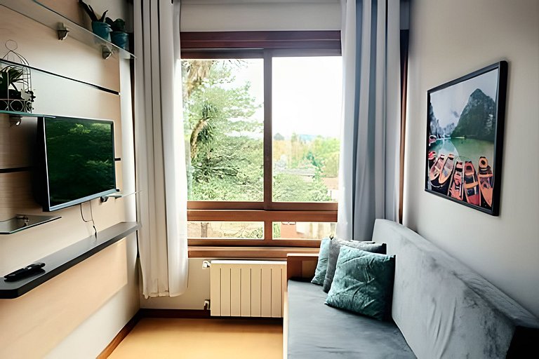 ¡Apto Gramado a pie! Aire acondicionado, Smart TV, Wi-Fi, Es