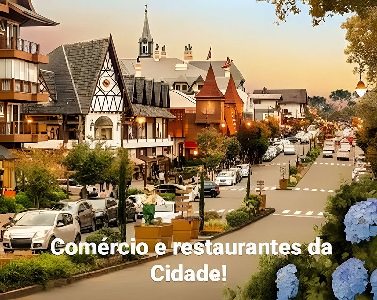 Apto Gramado a pé! Ar cond, Tv Smart, Wi-fi, Vaga!